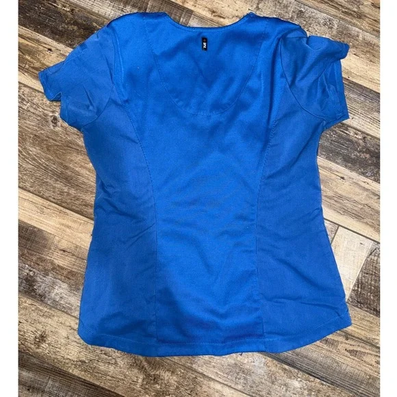 Greys Anatomy Womens Blue V Neck Scrub Top Spandex Stretch Size M - Picture 2 of 4